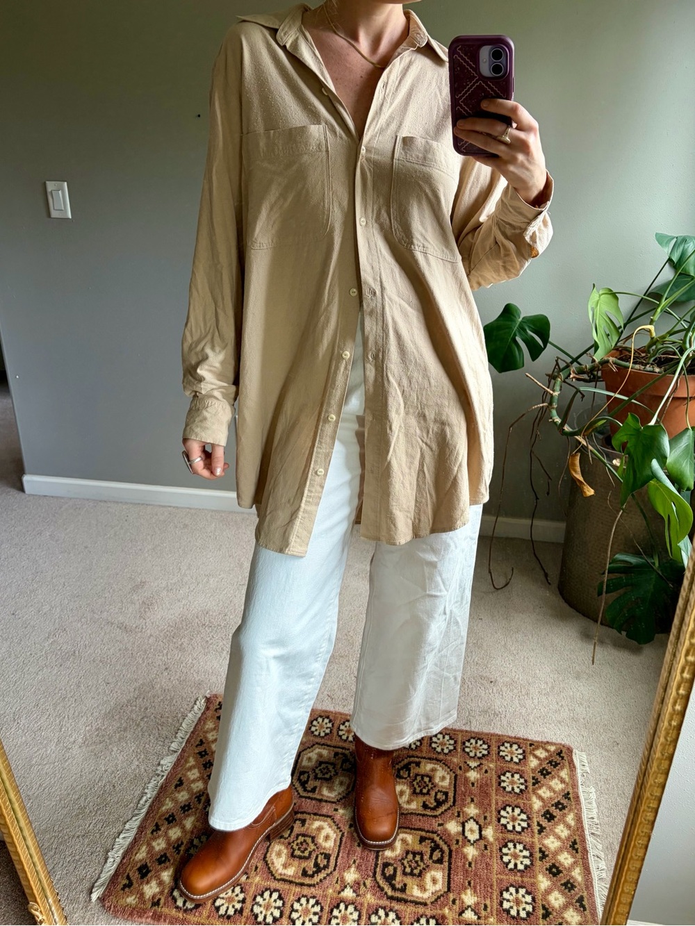Handmade (by me!) 100% raw silk Oversized Button-Down Shirt - Picture 2 of 8